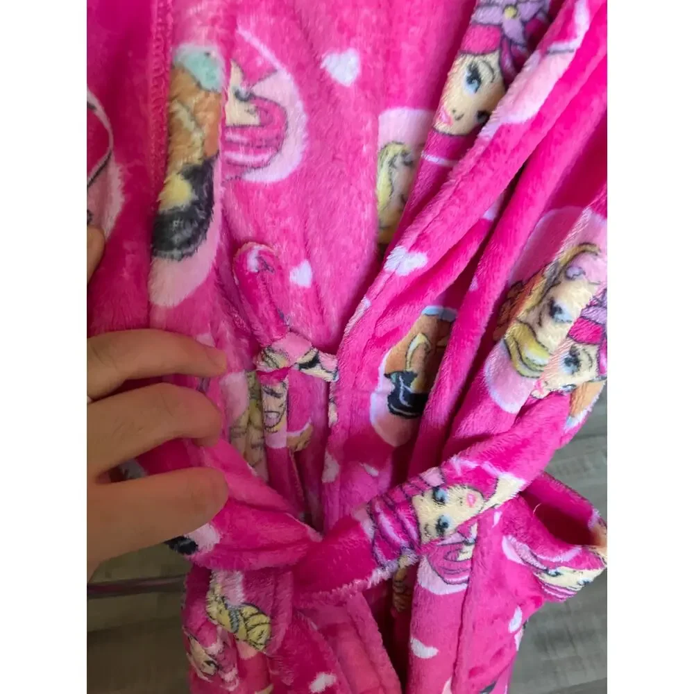 Disney Princess Girl's Fleece Pink Heart Character Bathrobe Size 10